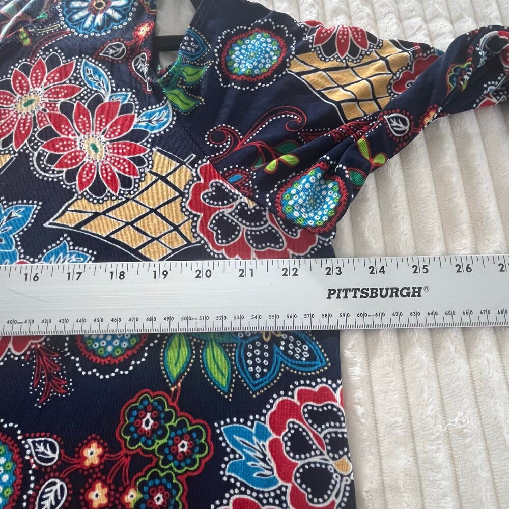 Slinky Brand Women Floral Asymmetric Blouse off the shoulders Crew neck Sz 1X - Picture 10 of 11